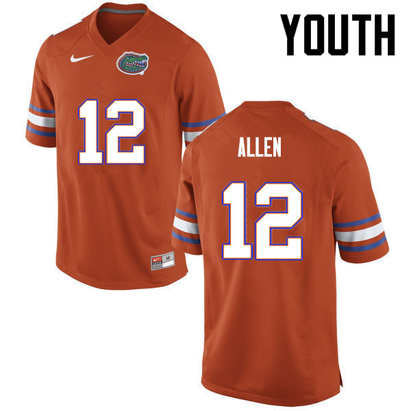 Youth Florida Gators #12 Jake Allen College Football Jerseys-Orange